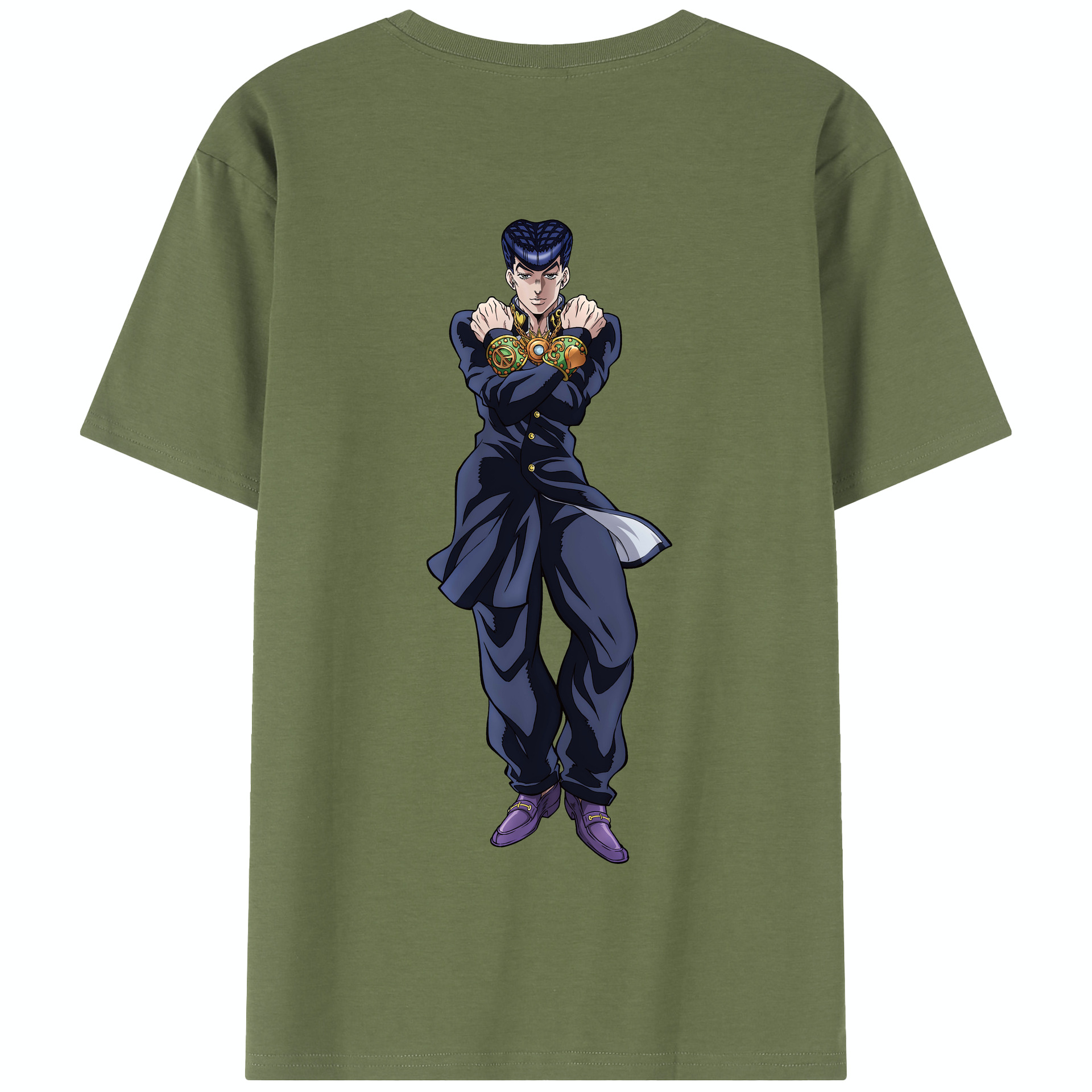 （画像用） ジョジョの奇妙な冒険 ひがしかた じょうすけ JoJo's Bizarre Adventure Higashikata Josuke 綿100％半袖Tシャツ（背面プリント）